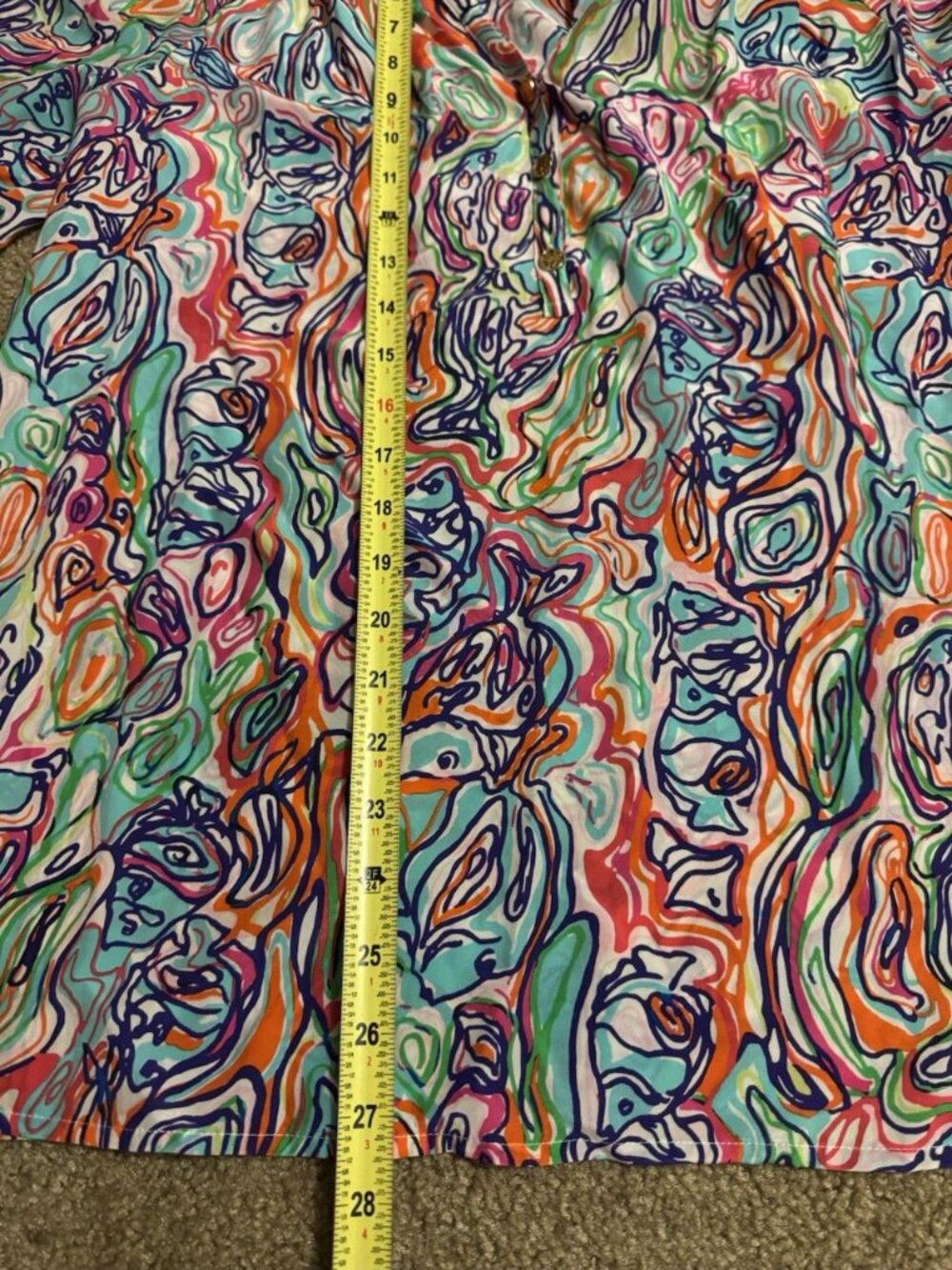 LILLY PULITZER Elsa Silk Top Tunic Blouse Colorful MEDIUM Preppy Quiet Luxury - Picture 8 of 9